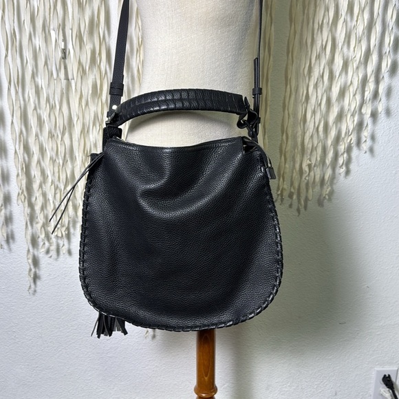 All Saints Black Pebbled Leather Mori Convertible Shoulder Bag /Satchel - Picture 5 of 16